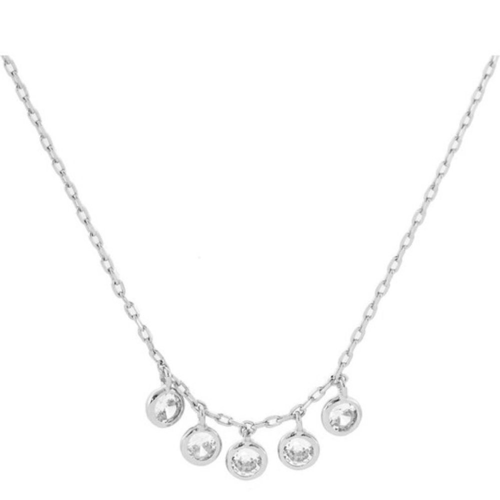 1 LEFT!! WHITE GOLD DIPPED RHINESTONE DROP NECKLACE